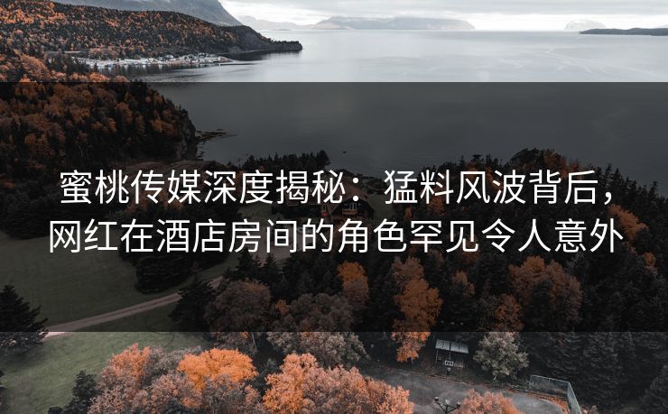蜜桃传媒深度揭秘：猛料风波背后，网红在酒店房间的角色罕见令人意外