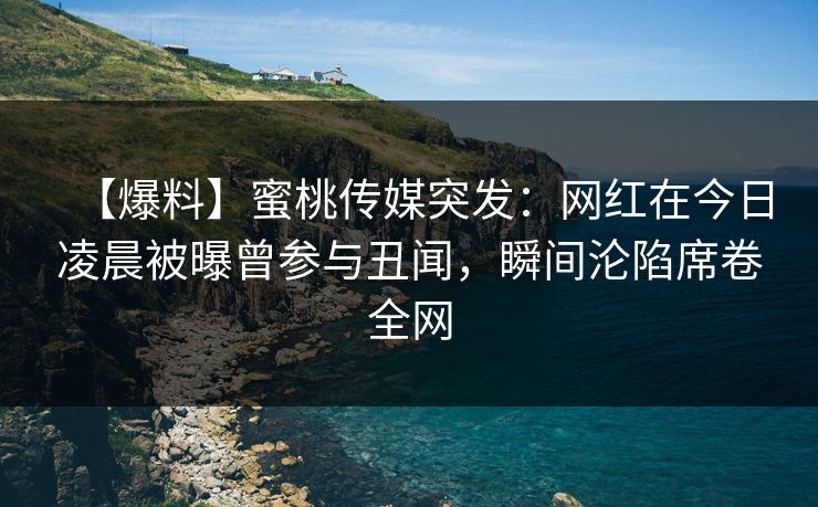 【爆料】蜜桃传媒突发:网红在今日凌晨被曝曾参与丑闻,瞬间沦陷席卷全网 【爆料】蜜桃传媒突发:网红在今日凌晨被曝曾参与丑闻,瞬间沦陷席卷全网