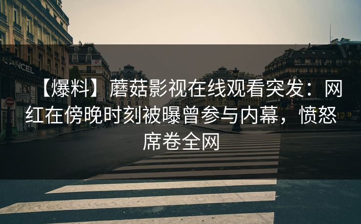 【爆料】蘑菇影视在线观看突发：网红在傍晚时刻被曝曾参与内幕，愤怒席卷全网