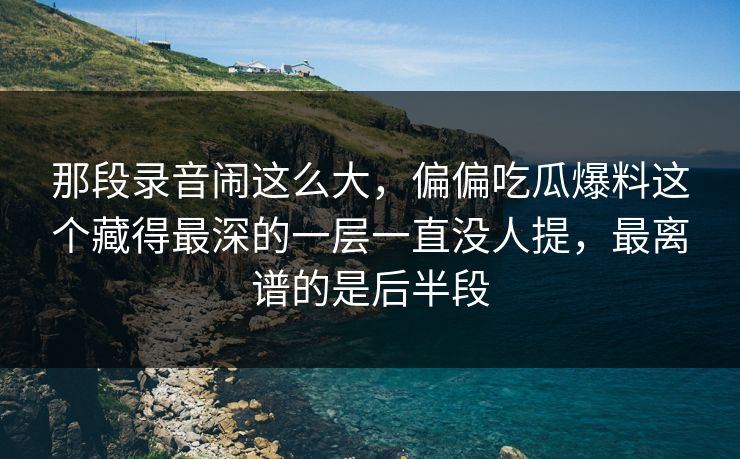 那段录音闹这么大，偏偏吃瓜爆料这个藏得最深的一层一直没人提，最离谱的是后半段