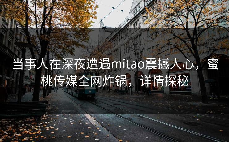 当事人在深夜遭遇mitao震撼人心，蜜桃传媒全网炸锅，详情探秘