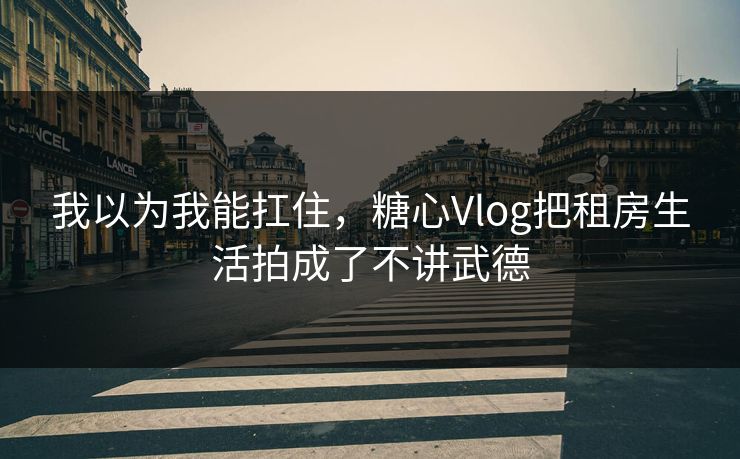 我以为我能扛住，糖心Vlog把租房生活拍成了不讲武德
